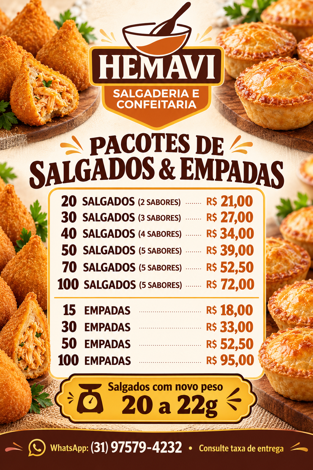 Pacotes de Salgados e Empadas